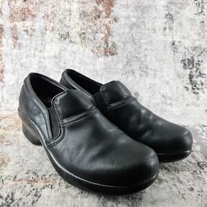 Ariat Loafers Womens 9 B Black Leather Slip On Safety Clog Shoes Slip Resistant
